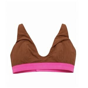 Aerie Women's Smoothez Mesh Bralette Wireless Bra True Neon Brown Size XL EUC